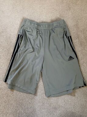Adidas Tan Athletic Shorts with Two Zipper Pockets - Men’s Size Small